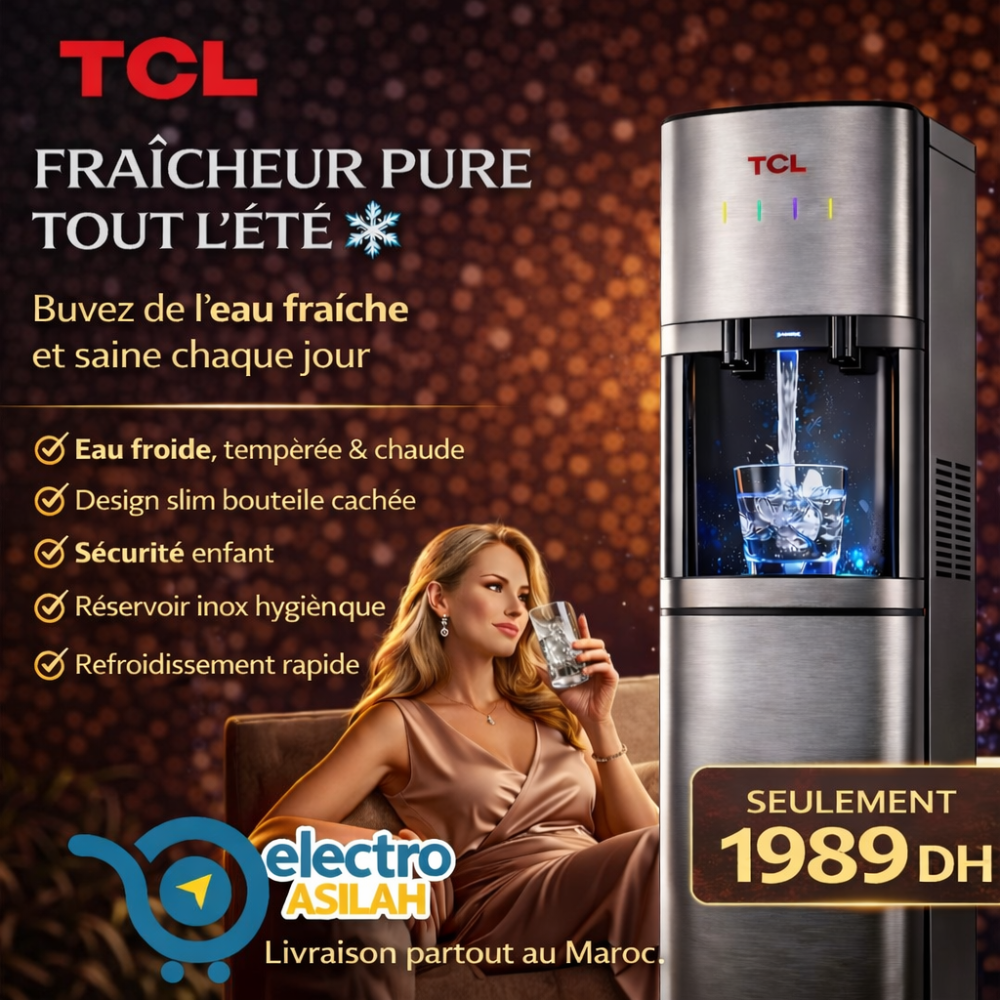 Fontaine à Eau TCL Premium – Chargement par le Bas – Eau Chaude, Froide et Tiède – Refroidissement Haute Performance par Compresseur, TY-LWYR110T/P – Image 2