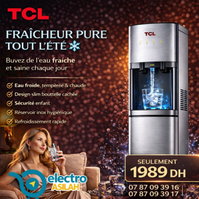 Fontaine à Eau TCL Premium – Chargement par le Bas – Eau Chaude, Froide et Tiède – Refroidissement Haute Performance par Compresseur, TY-LWYR110T/P