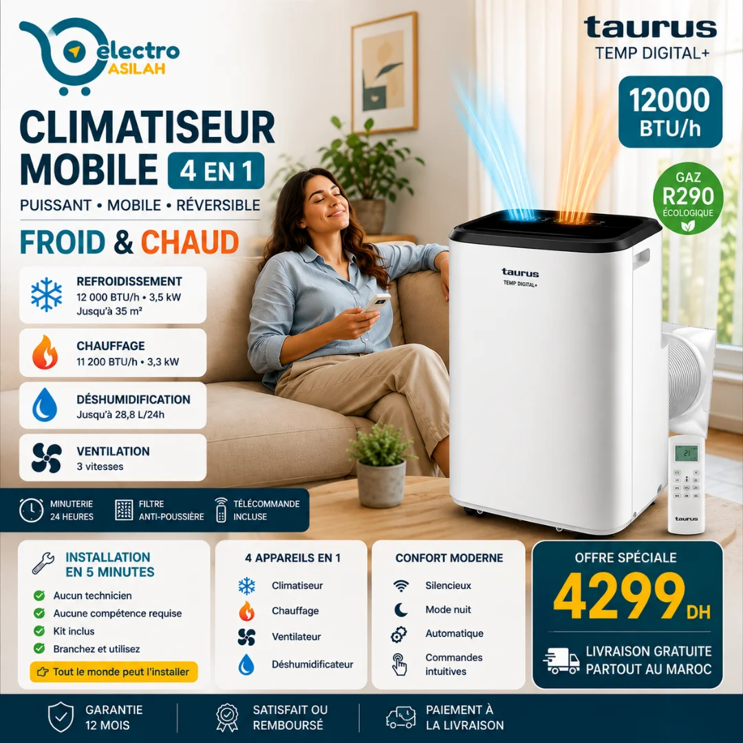 Climatiseur-mobile-TEMP-DIGITAL-MA9956327000-TAURUS 12 000 BTU