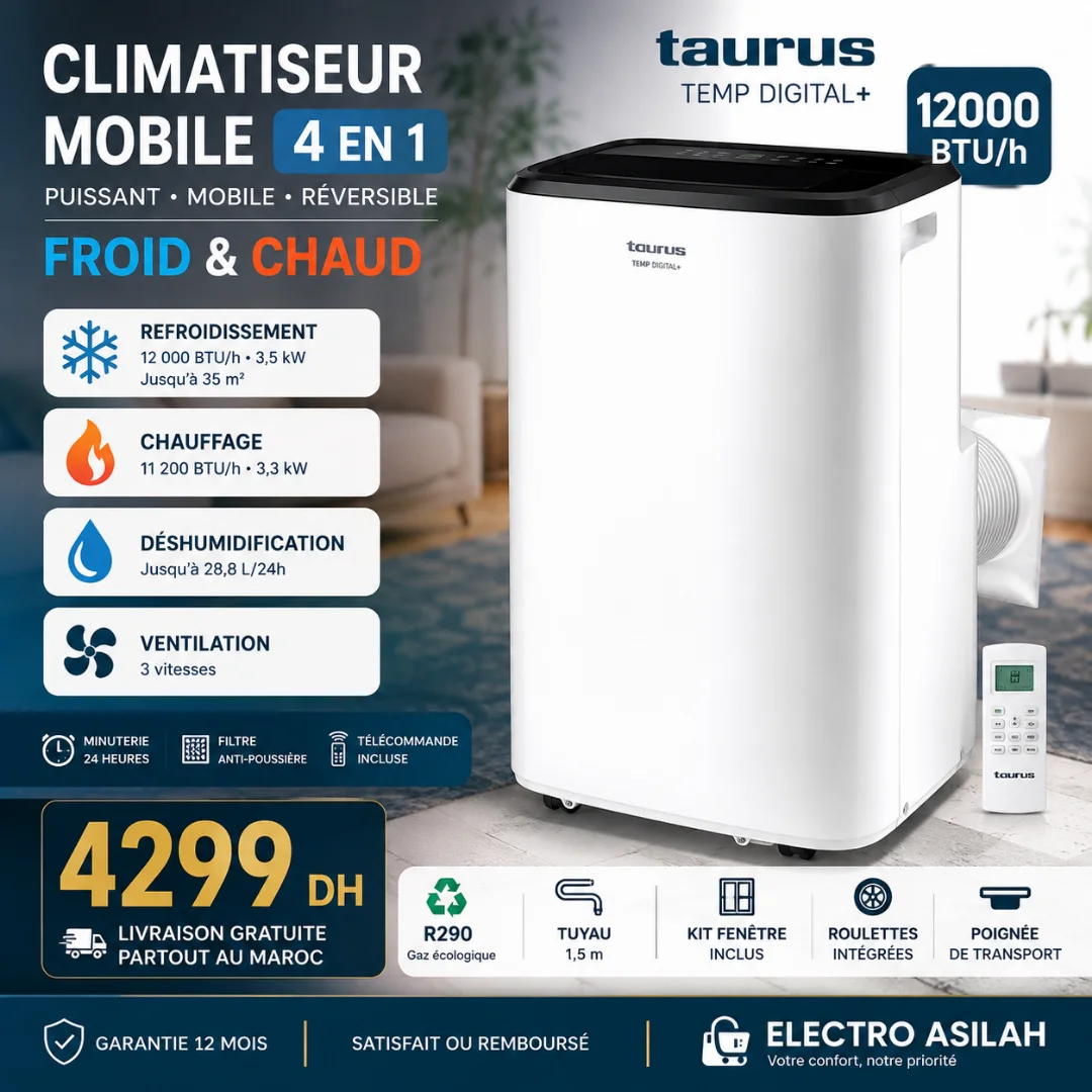 Climatiseur-mobile-TEMP-DIGITAL-MA9956327000-TAURUS 12 000 BTU – Image 2