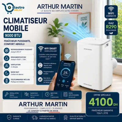 Climatiseur-Portable-AP096CM1W-9 000-BTU-ARTHUR-MARTIN-WIFI